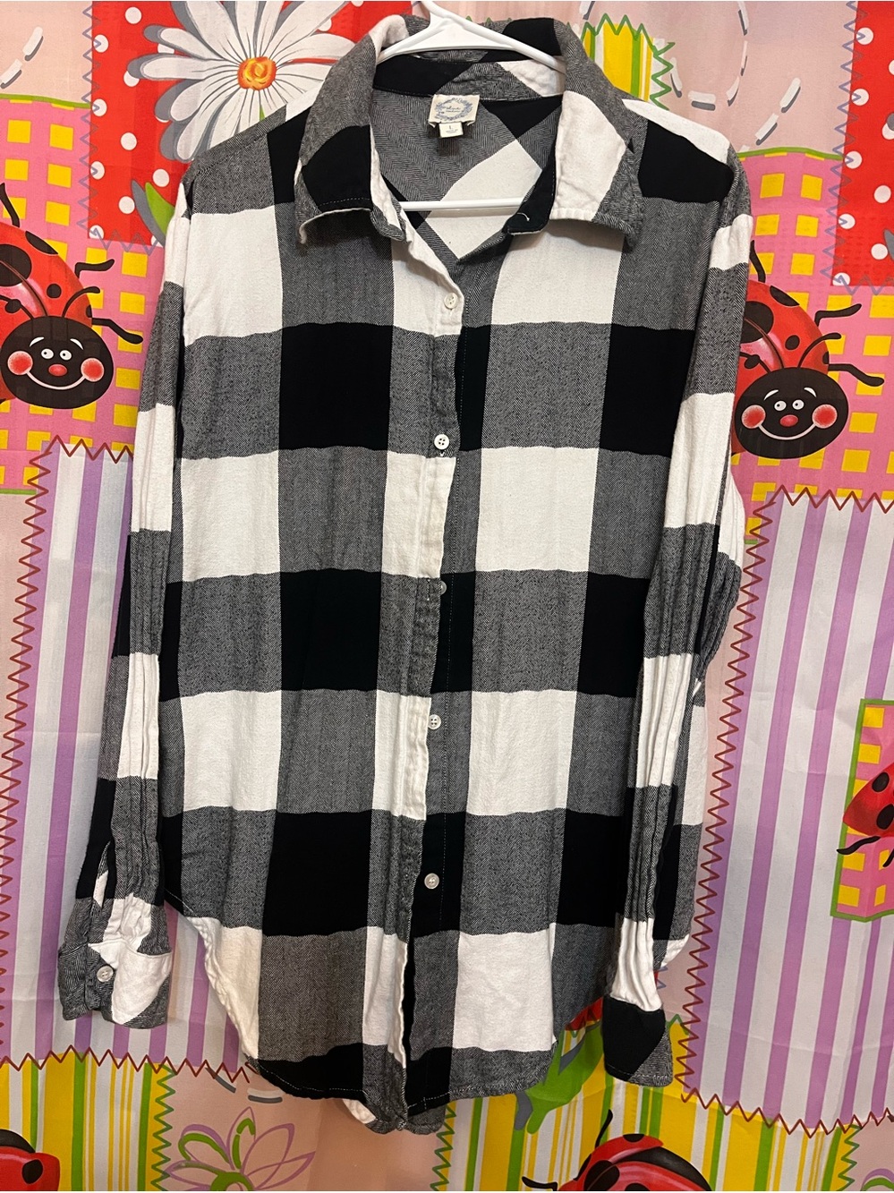 Blue Rain Black & White Buffalo Check Button-Down Shirt